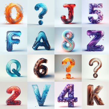 glass 3D Lettering Typeface. AI generated illustration