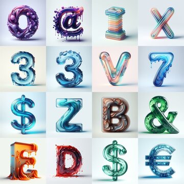 glass 3D Lettering Typeface. AI generated illustration
