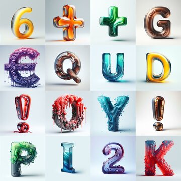 glass 3D Lettering Typeface. AI generated illustration