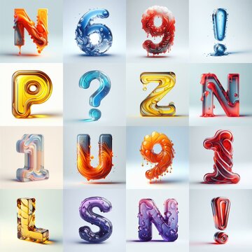 glass 3D Lettering Typeface. AI generated illustration