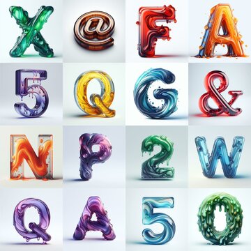 glass 3D Lettering Typeface. AI generated illustration