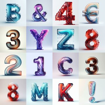 glass 3D Lettering Typeface. AI generated illustration