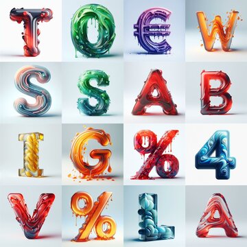 glass 3D Lettering Typeface. AI generated illustration