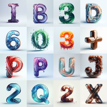 glass 3D Lettering Typeface. AI generated illustration