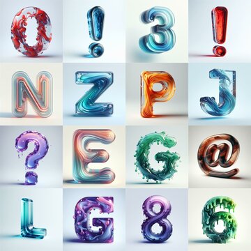 glass 3D Lettering Typeface. AI generated illustration