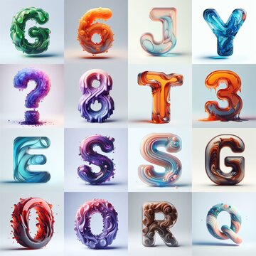 glass 3D Lettering Typeface. AI generated illustration
