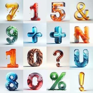 glass 3D Lettering Typeface. AI generated illustration