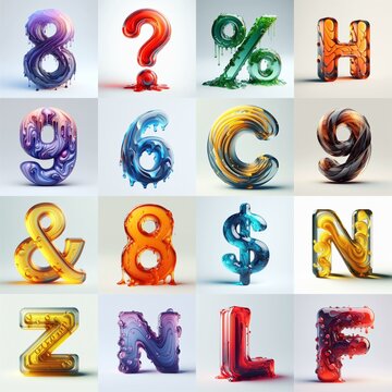 glass 3D Lettering Typeface. AI generated illustration