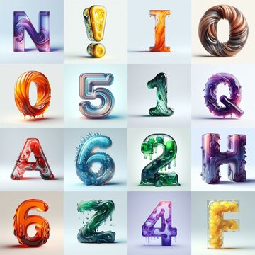glass 3D Lettering Typeface. AI generated illustration