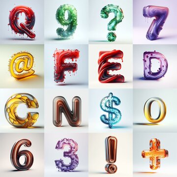 glass 3D Lettering Typeface. AI generated illustration