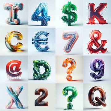 glass 3D Lettering Typeface. AI generated illustration