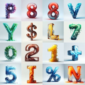 glass 3D Lettering Typeface. AI generated illustration