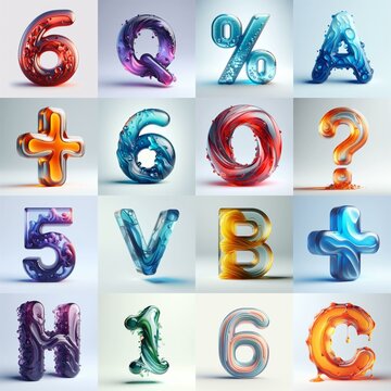 glass 3D Lettering Typeface. AI generated illustration