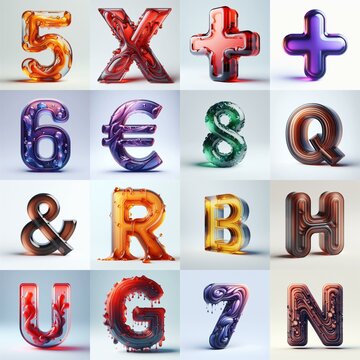 glass 3D Lettering Typeface. AI generated illustration