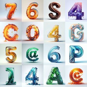 glass 3D Lettering Typeface. AI generated illustration