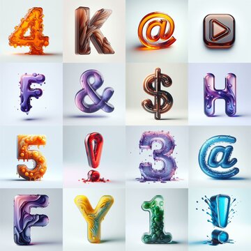 glass 3D Lettering Typeface. AI generated illustration