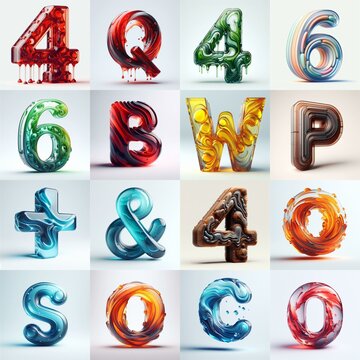 glass 3D Lettering Typeface. AI generated illustration