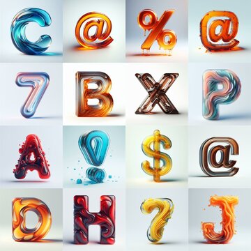glass 3D Lettering Typeface. AI generated illustration