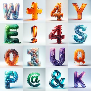 glass 3D Lettering Typeface. AI generated illustration
