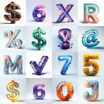 glass 3D Lettering Typeface. AI generated illustration