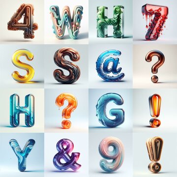 glass 3D Lettering Typeface. AI generated illustration
