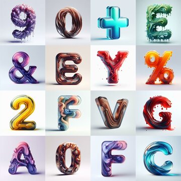glass 3D Lettering Typeface. AI generated illustration