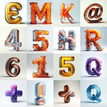 glass 3D Lettering Typeface. AI generated illustration