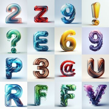glass 3D Lettering Typeface. AI generated illustration