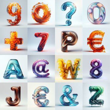 glass 3D Lettering Typeface. AI generated illustration