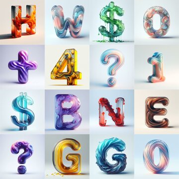 glass 3D Lettering Typeface. AI generated illustration