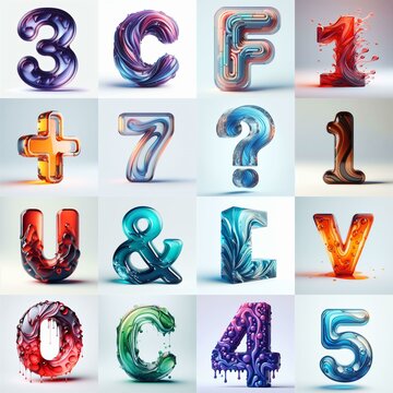 glass 3D Lettering Typeface. AI generated illustration