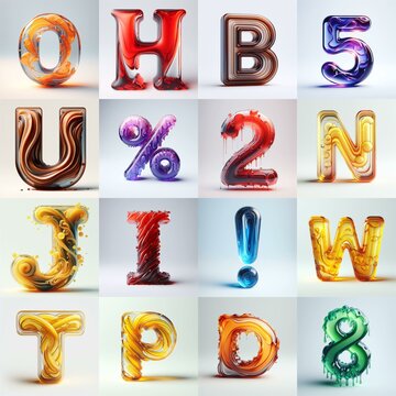 glass 3D Lettering Typeface. AI generated illustration