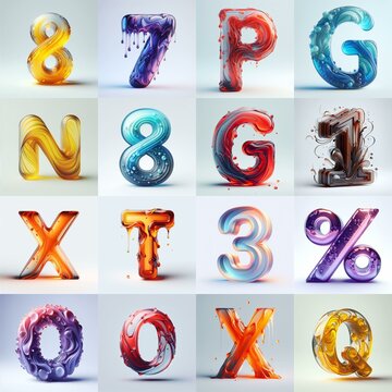 glass 3D Lettering Typeface. AI generated illustration