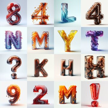 glass 3D Lettering Typeface. AI generated illustration