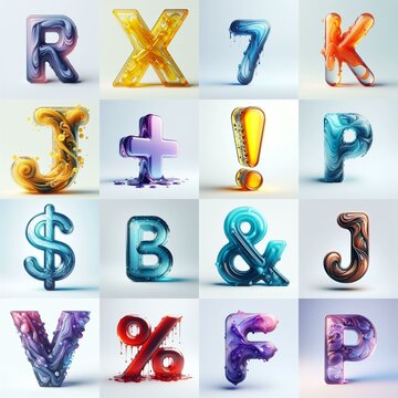 glass 3D Lettering Typeface. AI generated illustration