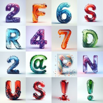 glass 3D Lettering Typeface. AI generated illustration