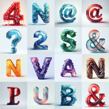 glass 3D Lettering Typeface. AI generated illustration