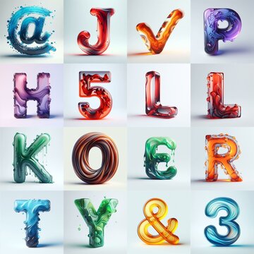 glass 3D Lettering Typeface. AI generated illustration