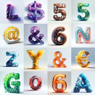 glass 3D Lettering Typeface. AI generated illustration