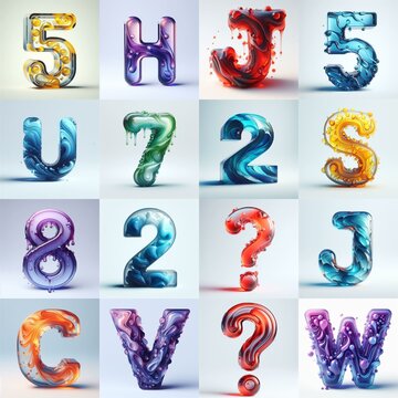 glass 3D Lettering Typeface. AI generated illustration
