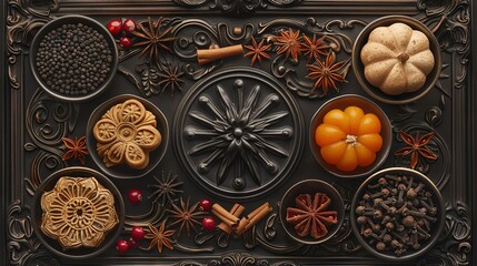 Wall Mural -   A close-up of a metal tray holding various cookies and candies atop a table