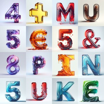 glass 3D Lettering Typeface. AI generated illustration