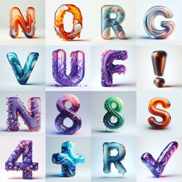 glass 3D Lettering Typeface. AI generated illustration