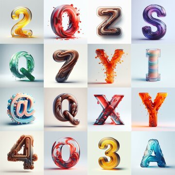 glass 3D Lettering Typeface. AI generated illustration