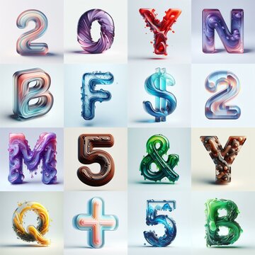glass 3D Lettering Typeface. AI generated illustration