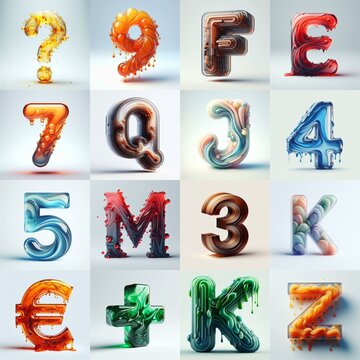 glass 3D Lettering Typeface. AI generated illustration