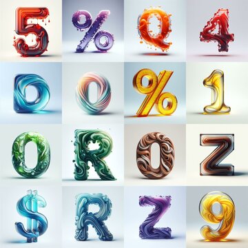 glass 3D Lettering Typeface. AI generated illustration