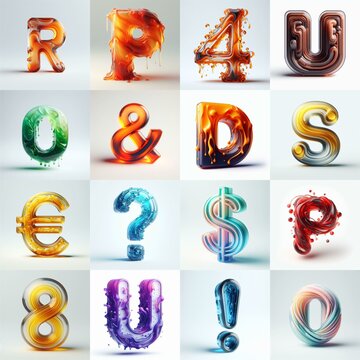 glass 3D Lettering Typeface. AI generated illustration