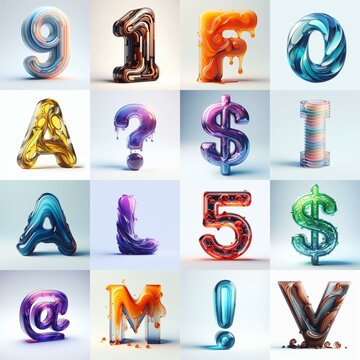 glass 3D Lettering Typeface. AI generated illustration