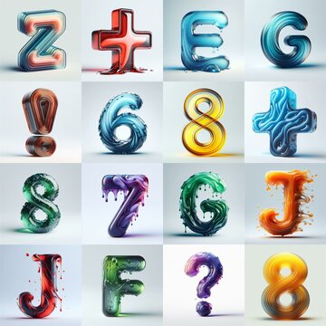 glass 3D Lettering Typeface. AI generated illustration